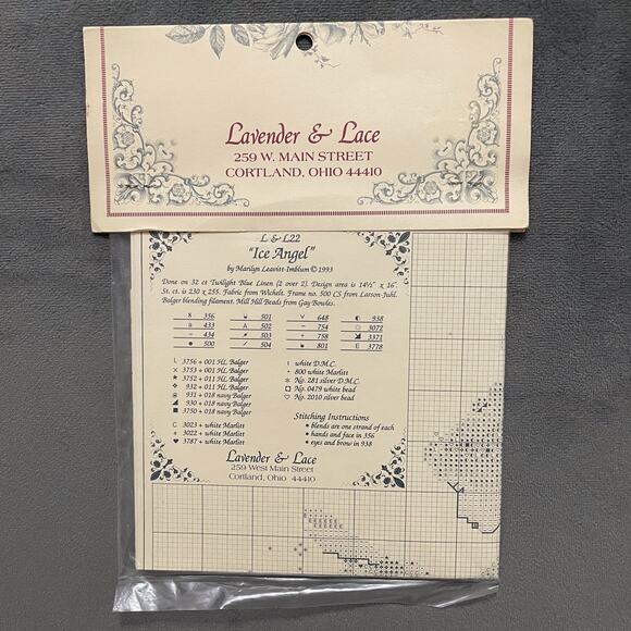 NOS Lavender & Lace Cross Stitch Pattern "Ice Angel" L&L 22 (c 1993) - Picture 2 of 4